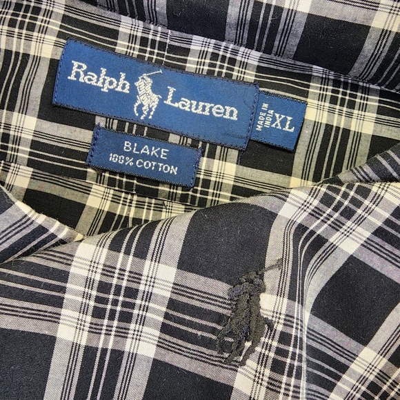 Ralph Lauren Men's XL Blake Black Short Sleeve Plaid Button Down Shirt - Picture 1 of 6